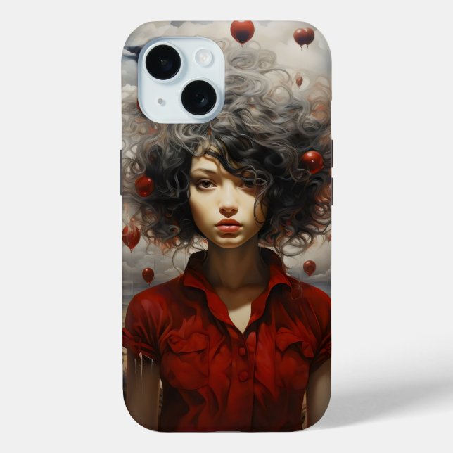 Coques Case-Mate iPhone Fille en Art Moderne Rouge (Verso)