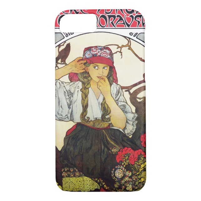 Coques Case-Mate iPhone Fille et géranium, Mucha (Dos)