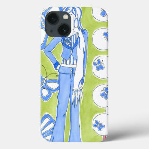 Coques Pour iPhone Fille fascinante environnante de papillons bleus
