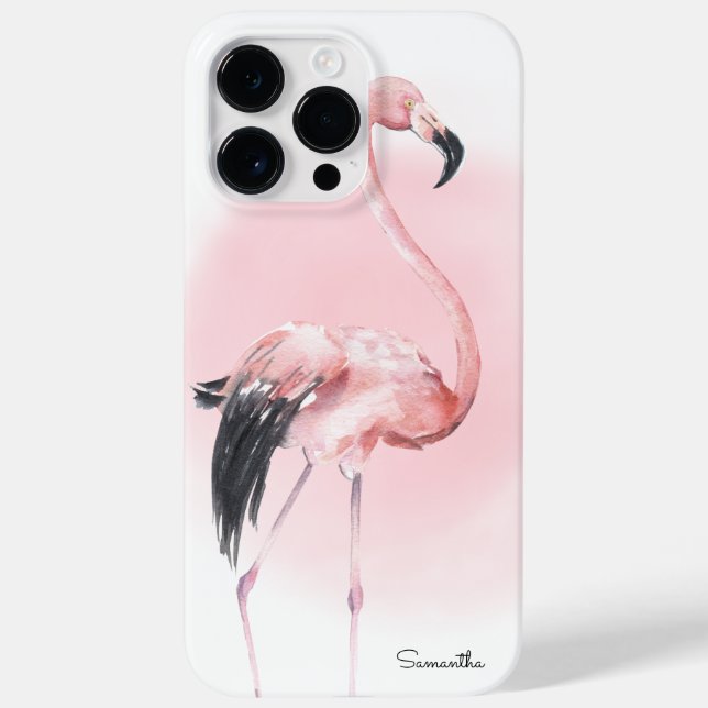 Coques Case-Mate iPhone Fille Flamant rose rose tropicale avec nom (Verso)