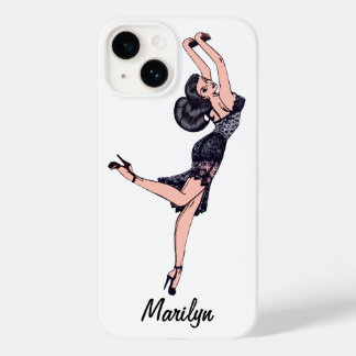 Coque Pour iPhone 14 Fille Glamour Vintage, Brunette Bombshell Lingerie