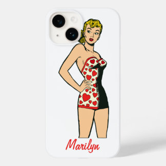 Coque Pour iPhone 14 Fille Glamour Vintage, Lingerie de Bombshell Blond