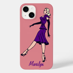 Coque Pour iPhone 14 Fille Glamour Vintage, Secrétaire Blonde Rétro