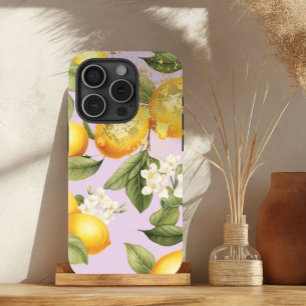 Coque Case-Mate iPhone Fille Jaune, Mauve et Gold Lemon Fruit Trellis