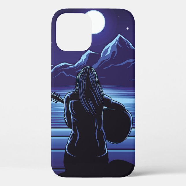 Coques Case-Mate iPhone Fille jouant de la guitare de nuit, fille, ciel, a (Verso)
