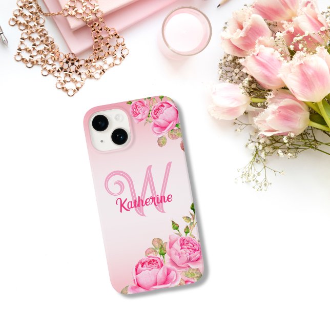 Coques Case-Mate iPhone Fille mignonne mode Monogramme floral (Créateur téléchargé)