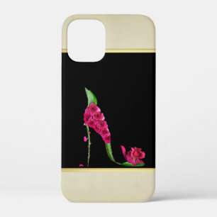 Case-Mate iPhone Case Fille moderne élégante, Noir, Crème, Talon Fleur