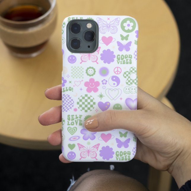 Coques Case-Mate iPhone Fille Moderne Papillon Groovy Good Vibes Y2K (Créateur téléchargé)