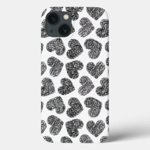 Coque Case-Mate iPhone Fille noir et blanc coeur d'amour motif