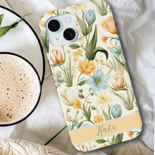 Coque Case-Mate iPhone Fille Nom personnalisé Bouquet de printemps   Past