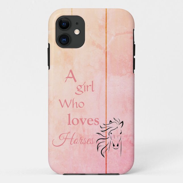 Coques Case-Mate iPhone Fille Ombré rose qui aime les chevaux Script Girly (Dos)