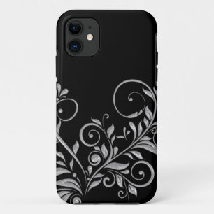 Coques Pour iPhone Fille Orné Noir Argent Tourbillons Floraux iPhone5