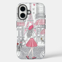 Fille Parisienne - Tour Eiffel mignonne et rue du