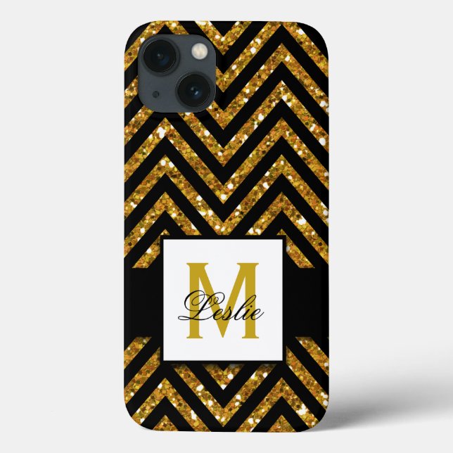 COQUES Case-Mate iPhone FILLE, PERSONNALISÉE PARTIES SCINTILLANT D'OR CHEV (Verso)