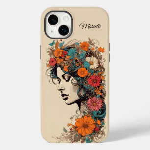 Coque Case-Mate iPhone Fille Rétro avec des fleurs dans les cheveux