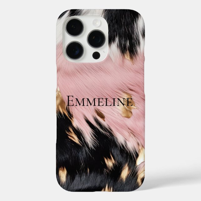 Coques Case-Mate iPhone Fille Rose Black Gold Cowgirl Cowhide (Verso)