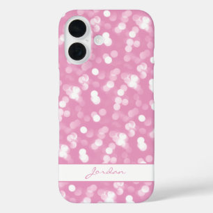 Coque Pour iPhone 16 Fille rose et blanc Parties scintillant étincelant