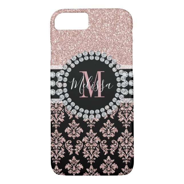 Coques Case-Mate iPhone Fille Rose Gold Parties scintillant Étincelle Nom  (Dos)