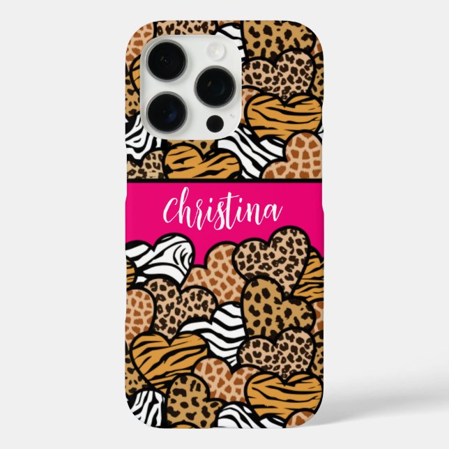 Coques Case-Mate iPhone Fille Rose Joueuse Coeurs Posters de animaux Nom (Verso)