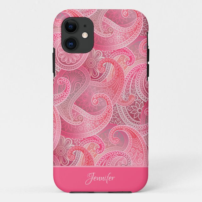 Coques Case-Mate iPhone Fille rose Motif avec nom (Dos)