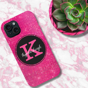 Coque Case-Mate iPhone Fille Rose Noir Glam Diamond Nom