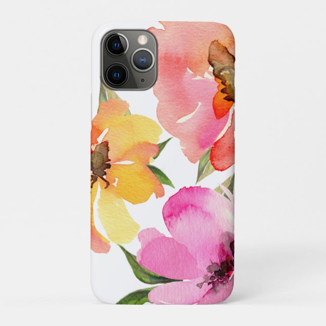 Coques Case-Mate iPhone Fille Rose or rose Aquarelle jaune rose Floral (Dos)