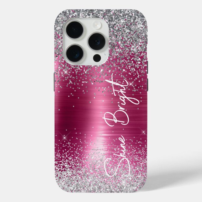 Coques Case-Mate iPhone Fille rose Parties scintillant argent étincelante (Verso)