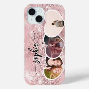 Coque Case-Mate iPhone Fille Rose Parties scintillant or Nom personnalisé