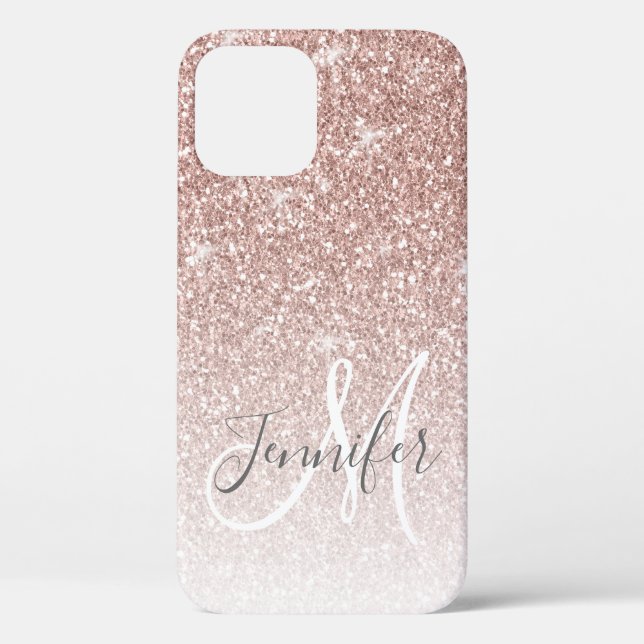 Coques Case-Mate iPhone Fille Rose Parties scintillant or rose Monogramme  (Verso)