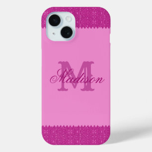 Coque Case-Mate iPhone Fille rose parties scintillant zigzag, monogramme