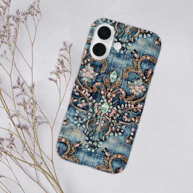Coques Case-Mate iPhone Fille rose Turquoise Pierre bleu Denim (Créateur téléchargé)