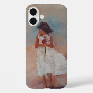 Coque Pour iPhone 16 Plus Fille tenant un rose