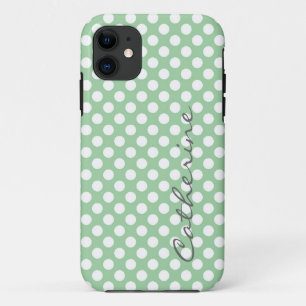 Coques Pour iPhone Fille, tendance vert clair pois sur mesure