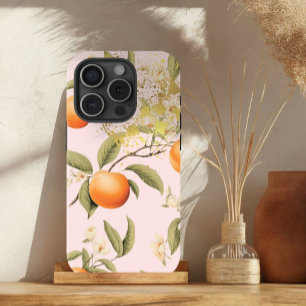 Coque Case-Mate iPhone Fille Trellis aux fruits roses, orange et or d'abr