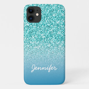 Case-Mate iPhone Case Fille Turquoise Parties scintillant Monogramme Nom
