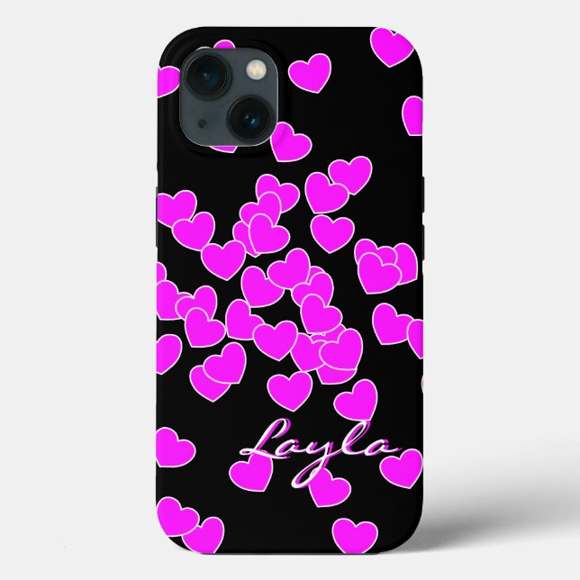 Coques Case-Mate iPhone 'Fille Tzigane' - Nom Modèle, Rose Flambant Sur No (Verso)