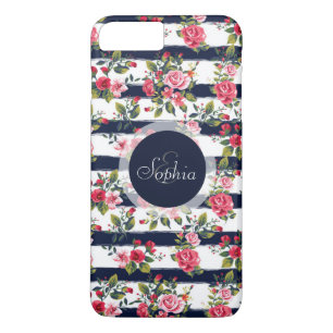 Case-Mate iPhone Case Fille vintage rose à l'aquarelle rayures