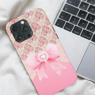 Case-Mate iPhone Case Fille Vintage rose Floral sans couture Roses Motif