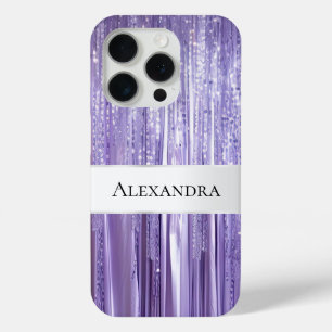 Coque Case-Mate iPhone Fille Violet Glam Glitzy Tinsel Stripes