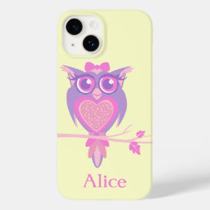 Coques Pour iPhone Filles chouette hibou nom jaune violet