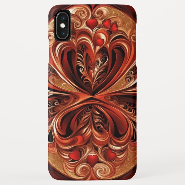 Coques Case-Mate iPhone Fils & Coeurs cannelle or rouge noir (Dos)
