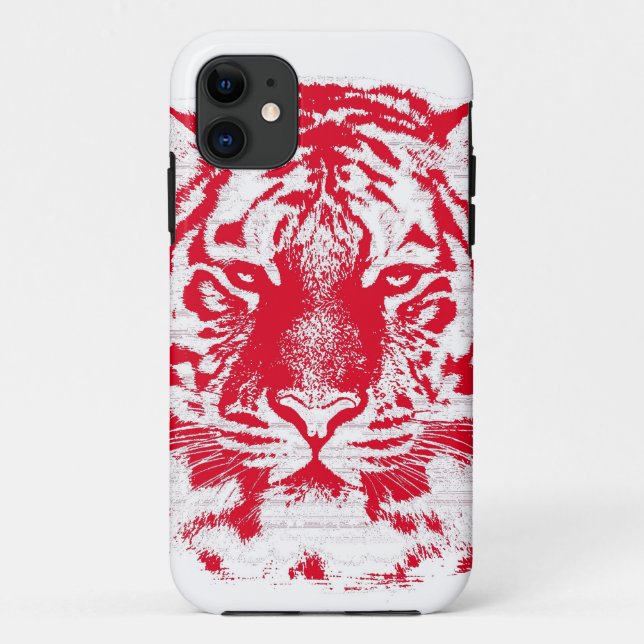 Coques Case-Mate iPhone Fin rouge et blanche de visage de tigre (Dos)