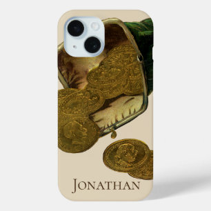 Coque Pour iPhone 15 Finance d'entreprise vintage, monnaie de pièce d'o