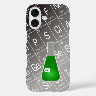 Coque Pour iPhone 16 Fiole Erlenmeyer vert (avec initiales) Chimie