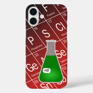 Coque Pour iPhone 16 Plus Fiole Erlenmeyer vert (avec initiales) Chimie