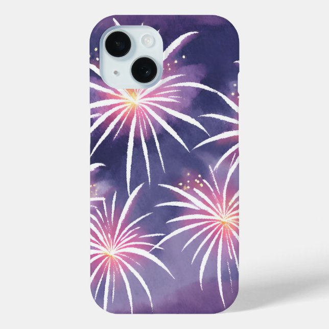 Coques Case-Mate iPhone Fireworks violets | Aquarelle Pastel (Verso)