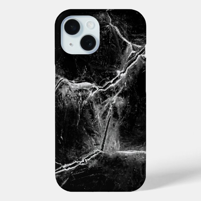 Coques Case-Mate iPhone Fissures de glace noir et blanc Photo (Verso)