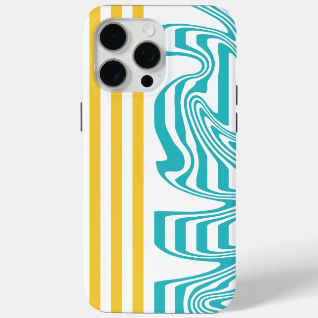 Coques Case-Mate iPhone Fissures et torsades en Turquoise et Jaune (Verso)