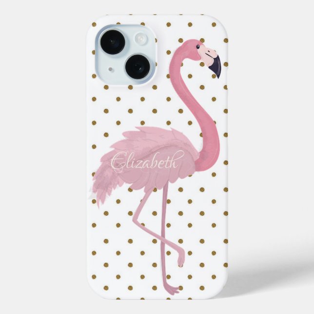 Coques Case-Mate iPhone Flamant Rose Adorable Personnalisé à Points noirs (Verso)