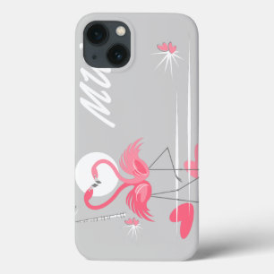 iPhone 13 Case Flamant rose Amour côté Monogramme IPad Mini horiz